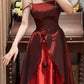 Elegantes Ballkleid Weinrot Spaghettiträger Gala Abendkleid Abschlusskleid 18. Geburtstag      D5336