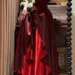 Elegantes Ballkleid Weinrot Spaghettiträger Gala Abendkleid Abschlusskleid 18. Geburtstag      D5336