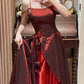 Elegantes Ballkleid Weinrot Spaghettiträger Gala Abendkleid Abschlusskleid 18. Geburtstag      D5336