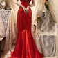 Stunning Prom Dress Red V-neck Mermaid Gala Dress Evening Dress 18th Graduation Gown      D5338