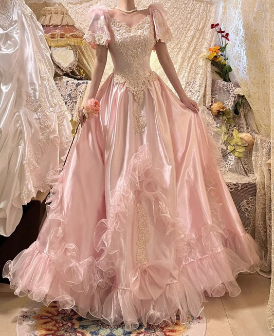 Charming Prom Dress A Line Light Pink V-neck Gala Dress Evening Dress 18th Graduation Gown      D5339