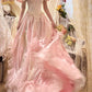 Charming Prom Dress A Line Light Pink V-neck Gala Dress Evening Dress 18th Graduation Gown      D5339