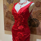 Stunning Prom Dress Red Satin Straps Gala Dress Evening Dress 18th Graduation Gown      D5343