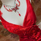 Stunning Prom Dress Red Satin Straps Gala Dress Evening Dress 18th Graduation Gown      D5343