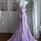 Elegant Prom Dress Lilac Spaghetti Straps Slit Mermaid Gala Dress Evening Dress 18th Birthday Gown      D5347