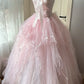 Robe de soirée bustier rose pâle en tulle plissé Douce Robe de bal Robe de Quinceañera Robe de bal pour 18e anniversaire D5348