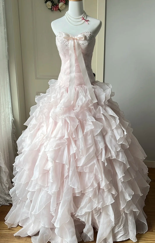 Stunning Prom Dress Light Pink Sweetheart Tiered Gala Dress Evening Dress 18th Birthday Gown      D5352