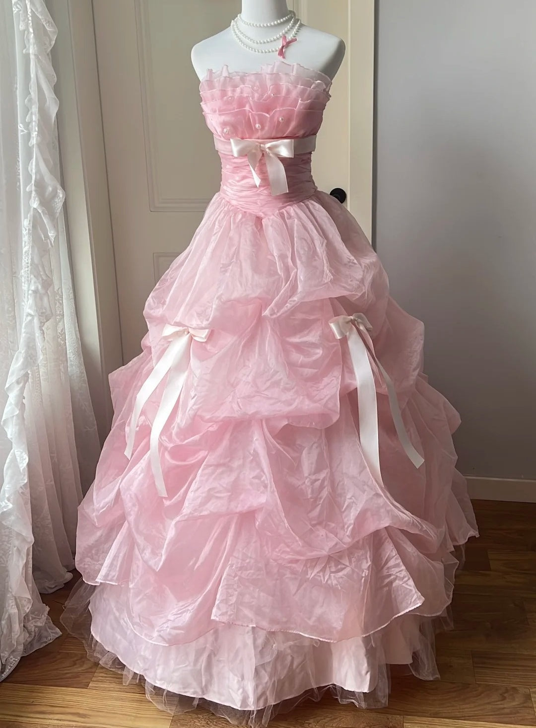 Atemberaubendes Ballkleid, trägerlos, gestuft, Abendkleid, Sweet 16 Kleid, Geburtstagspartykleid D5355