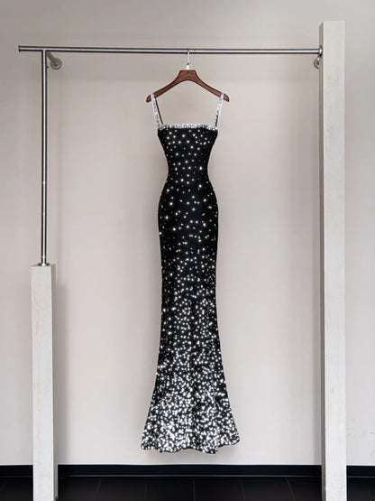 Shiny Prom Dress Spaghetti Straps Mermaid Gala Dress Evening Dress 18th Birthday Gown      D5358
