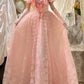 Beauty Prom Dress A Line Pink Square Neck Gala Dress Evening Dress 18th Birthday Gown      D5359