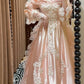 Vintage 90s Prom Dress Light Pink Off Shoulder Pleated Gala Dress Evening Dress 18th Birthday Gown      D5362