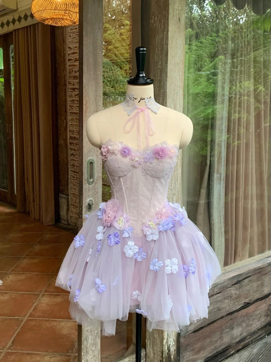 New Arrival Homecoming Dress Sweetheart Pleated Tulle Short Prom Dress Back to School Outfits Graduation Dress  D5363