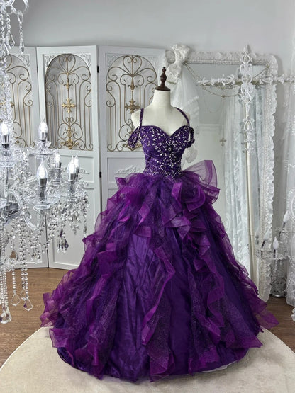 Gorgeous Prom Dress Dark Purple Sweetheart Pleated Gala Dress Evening Dress 18th Birthday Gown      D5367