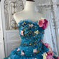 Atemberaubendes Ballkleid Sweetheart Plissiertes Blumen-Abendkleid Süße 16 Kleid Geburtstag Ballkleid D5369