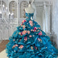 Atemberaubendes Ballkleid Sweetheart Plissiertes Blumen-Abendkleid Süße 16 Kleid Geburtstag Ballkleid D5369