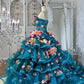 Atemberaubendes Ballkleid Sweetheart Plissiertes Blumen-Abendkleid Süße 16 Kleid Geburtstag Ballkleid D5369
