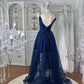 Beauty Prom Dress Dark Blue Spaghetti Straps Pleated Gala Dress Evening Dress 18th Birthday Gown      D5371