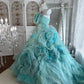 Elegantes schulterfreies, plissiertes Abendkleid mit Stufenrock, Prinzessinnenkleid zum 16. Geburtstag, Ballkleid       D5375