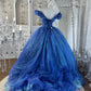 Stunning Ball Gown Off Shoulder Pleated Tiered Evening Dress Sweet 16th Dress Birthday Prom Gown       D5376