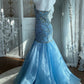 Charming Prom Dress Strapless Pleated Tulle Mermaid Gala Dress Evening Dress 18th Birthday Gown      D5378