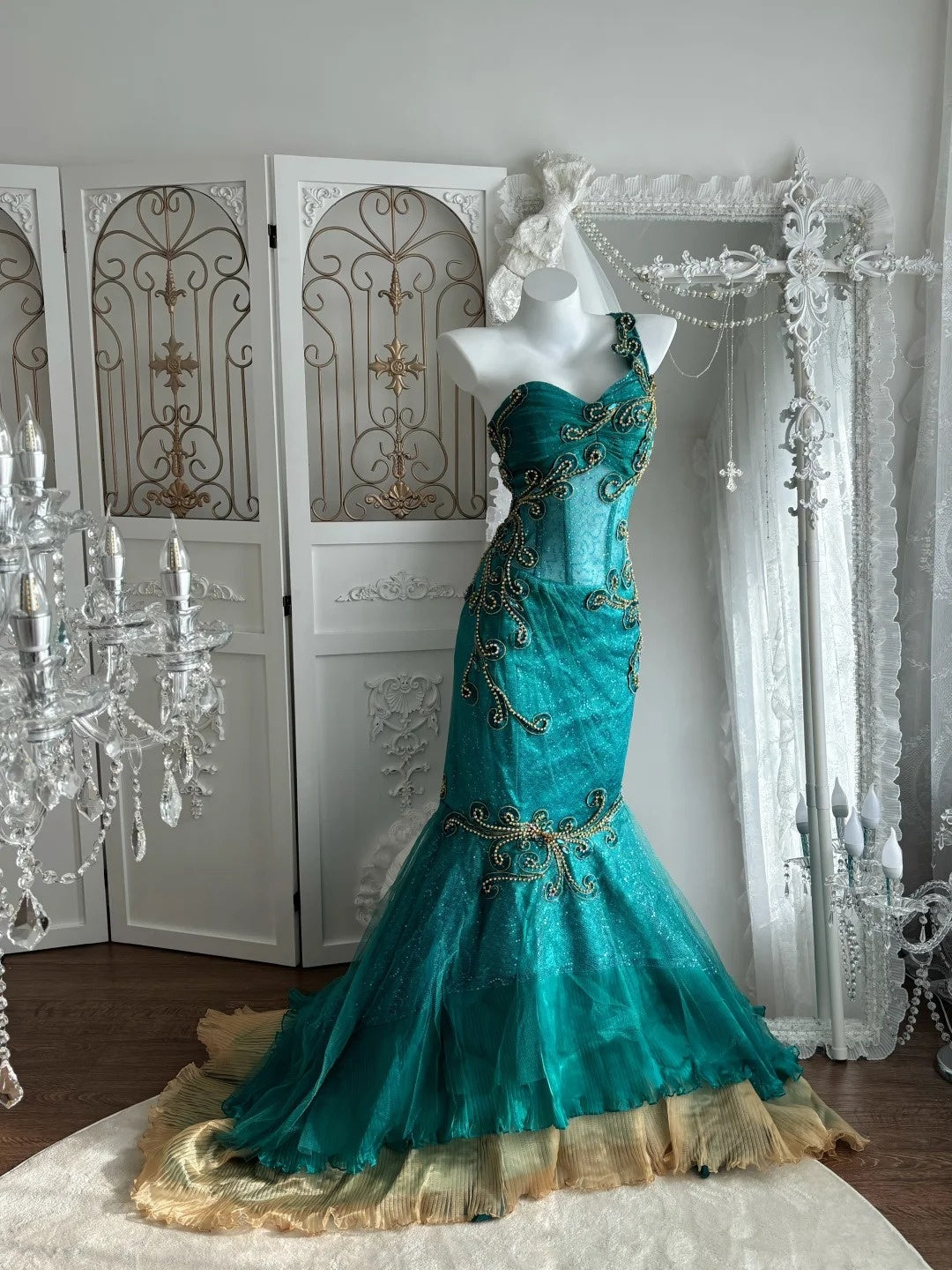 Retro Prom Dress One Shoulder Mermaid Gala Dress Evening Dress 18th Birthday Gown      D5379