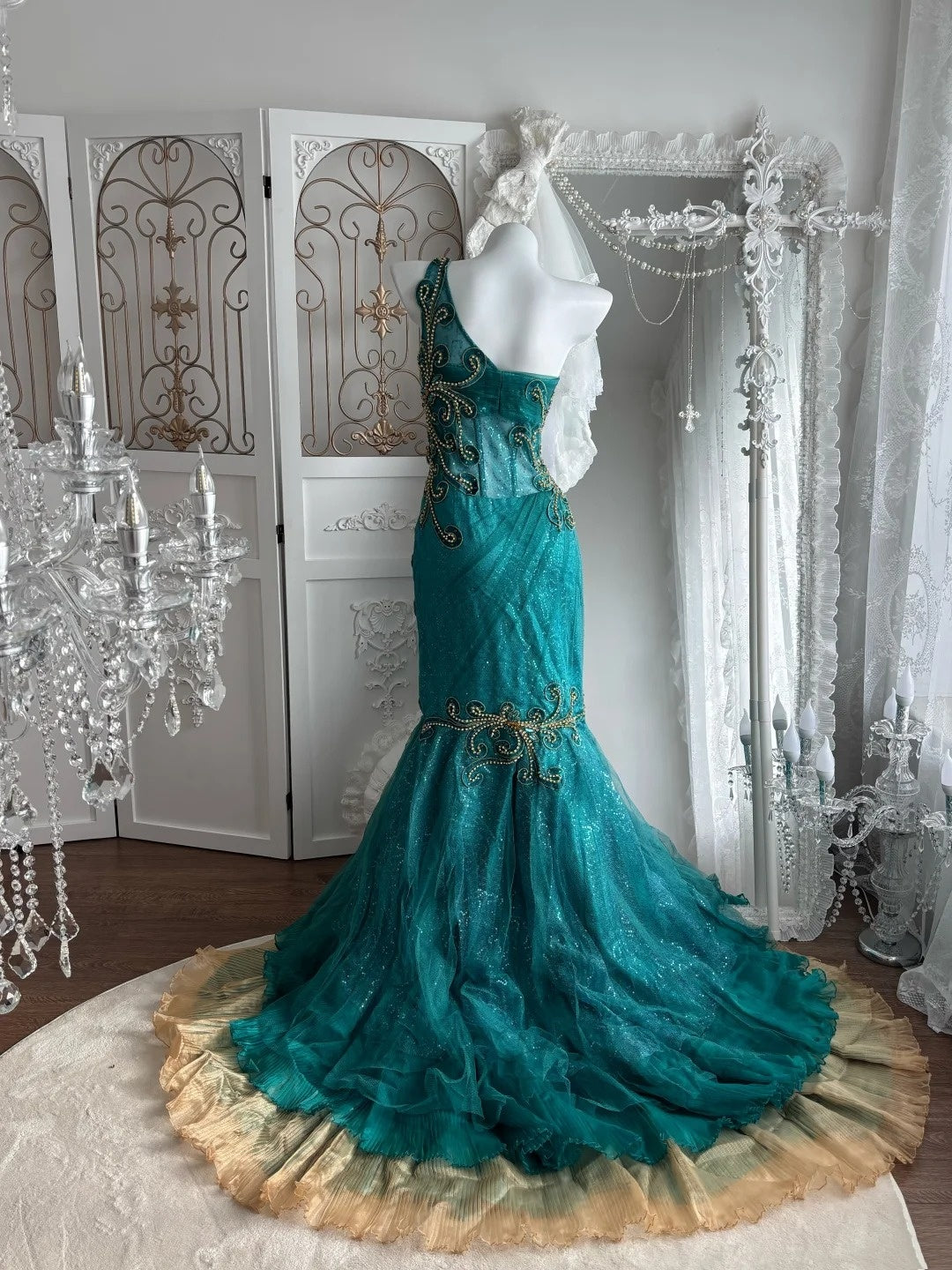 Retro Prom Dress One Shoulder Mermaid Gala Dress Evening Dress 18th Birthday Gown      D5379