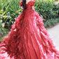 Wunderschönes Ballkleid Rot schulterfrei plissiertes Abendkleid Sweet 16 Kleid Geburtstag Abschlussballkleid D5385