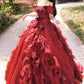 Wunderschönes Ballkleid Rot schulterfrei plissiertes Abendkleid Sweet 16 Kleid Geburtstag Abschlussballkleid D5385