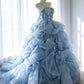 Bezauberndes Ballkleid Trägerloses Blumenplissiertes Abendkleid Sweet 16 Kleid Geburtstag Ballkleid D5392