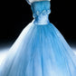 Hübsches Ballkleid Hellblau Trägerlos Plissiertes Abendkleid Quinceanera-Kleid Geburtstag Abschlussballkleid D5394