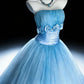Hübsches Ballkleid Hellblau Trägerlos Plissiertes Abendkleid Quinceanera-Kleid Geburtstag Abschlussballkleid D5394