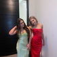 Red Strapless Sheath Long Party Dress Elegant Satin Evening Dress MD7344