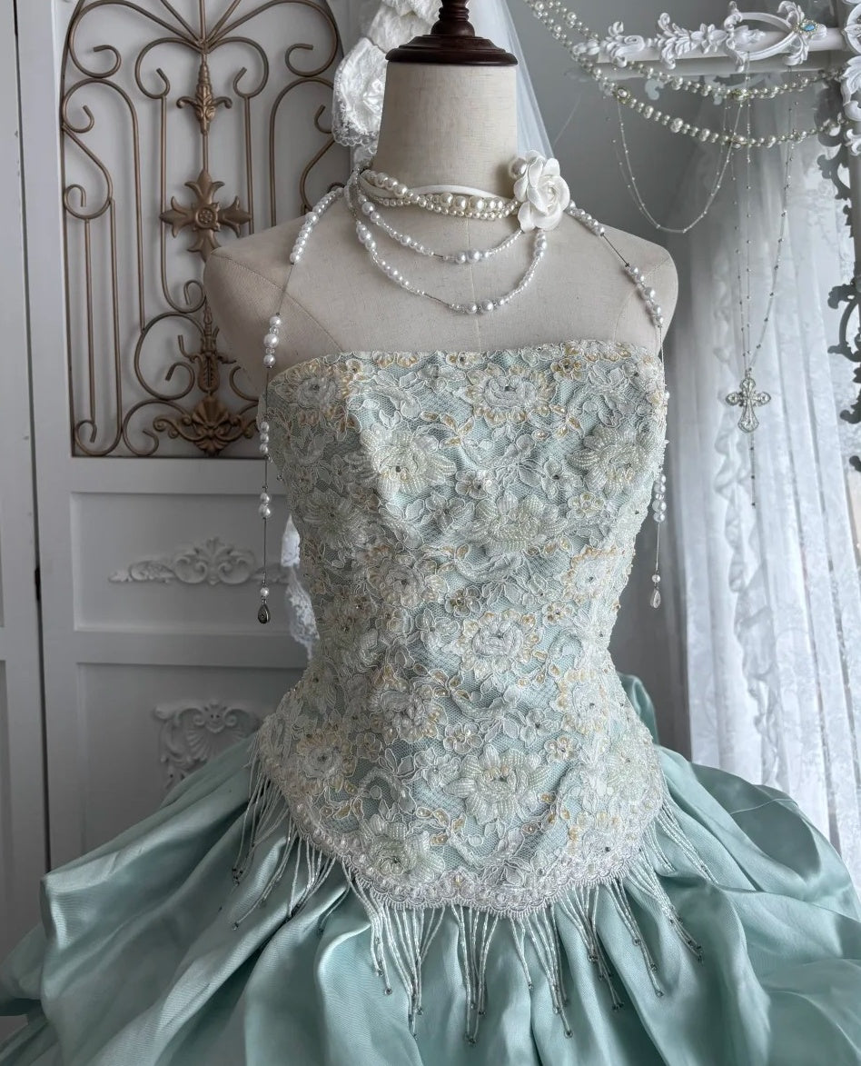 Elegantes Ballkleid, trägerlos, plissiertes Abendkleid, Quinceañera-Kleid, Geburtstagsprominentenkleid D5401