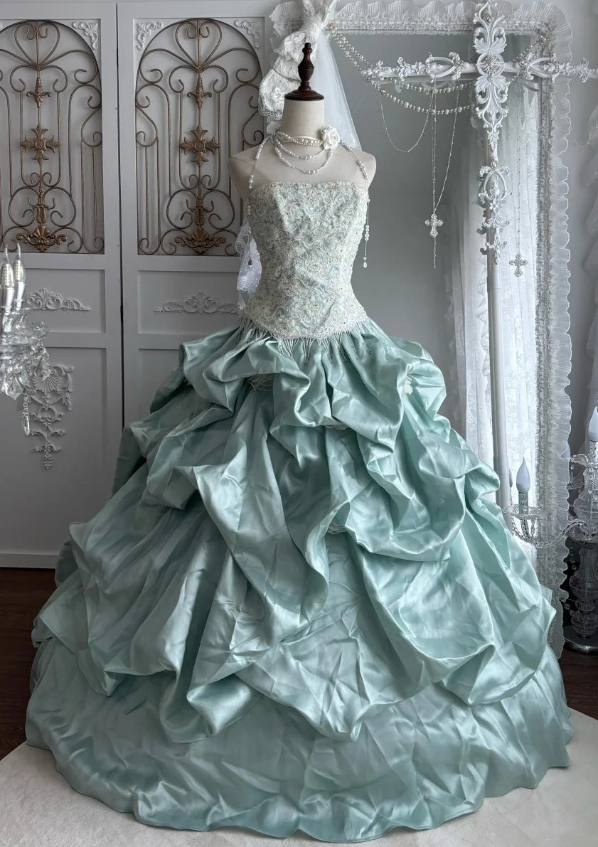 Elegantes Ballkleid, trägerlos, plissiertes Abendkleid, Quinceañera-Kleid, Geburtstagsprominentenkleid D5401