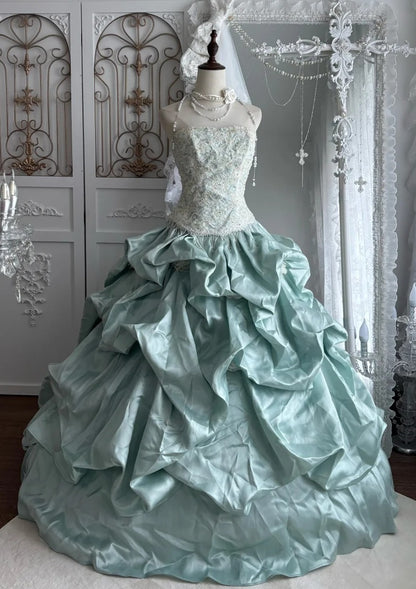 Elegantes Ballkleid, trägerlos, plissiertes Abendkleid, Quinceañera-Kleid, Geburtstagsprominentenkleid D5401