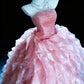 Süßes Ballkleid Trägerlos Rüschen Plissiertes Abendkleid Quinceanera Kleid Geburtstag Abschlussballkleid D5403