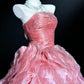 Süßes Ballkleid Trägerlos Rüschen Plissiertes Abendkleid Quinceanera Kleid Geburtstag Abschlussballkleid D5403