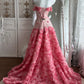 Charming Prom Dress A Line Off Shoulder Floral Gala Dress Evening Dress Formal Gown      D5404
