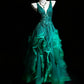 Pretty Ball Gown Dark Green Spgahtti Straps Pleated Tulle Evening Dress Quniceanera Dress Birthday Prom Gown       D5405