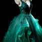 Pretty Ball Gown Dark Green Spgahtti Straps Pleated Tulle Evening Dress Quniceanera Dress Birthday Prom Gown       D5405