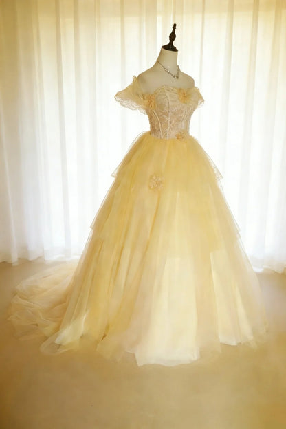 Wunderschönes Ballkleid, schulterfrei, Tüll, plissiert, Abendkleid, Quinceanera-Kleid, Geburtstag, Abschlussballkleid D5409