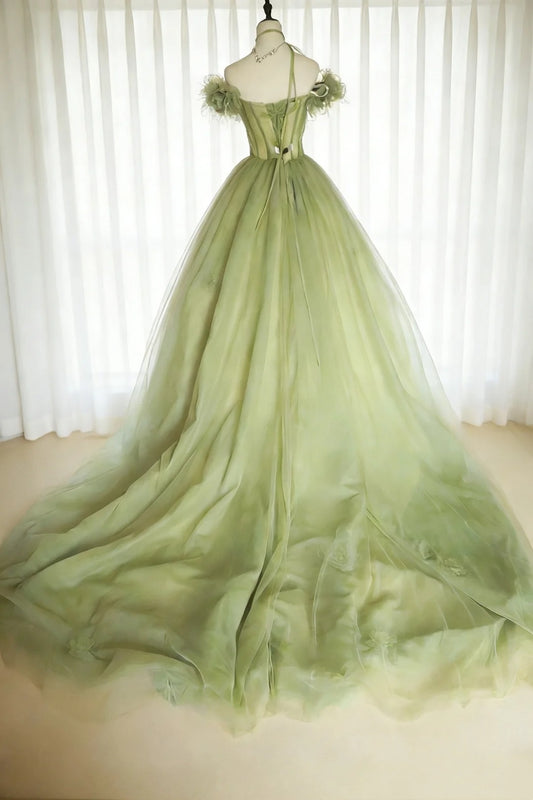 Pretty Ball Gown Sweetheart Tulle Pleated Flower Evening Dress Quniceanera Dress Birthday Prom Gown       D5410