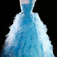 Elegantes Ballkleid, schulterfrei, mit Rüschen, Abendkleid, Kleid zum 16. Geburtstag, Ballkleid D5411