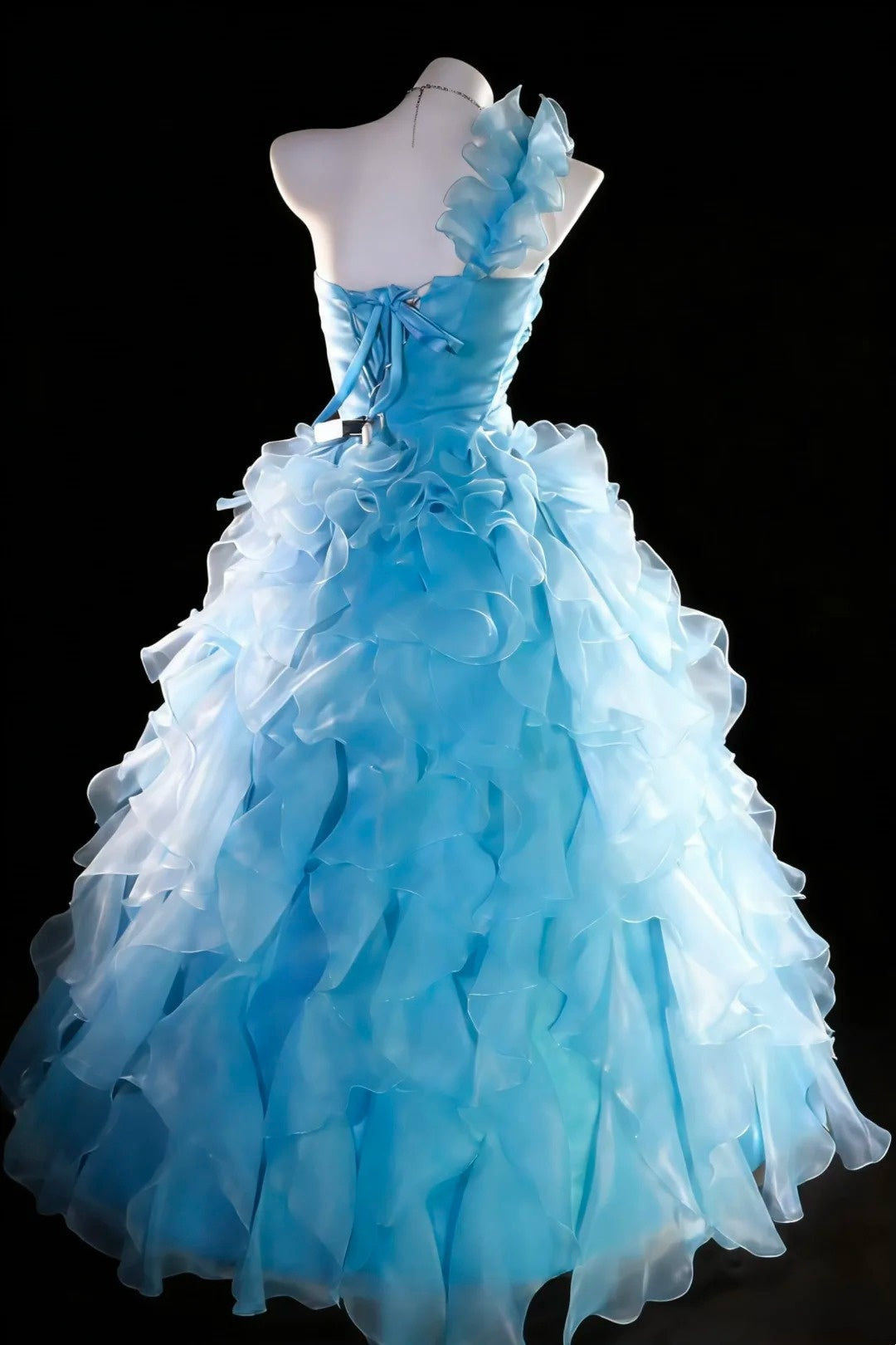 Elegantes Ballkleid, schulterfrei, mit Rüschen, Abendkleid, Kleid zum 16. Geburtstag, Ballkleid D5411