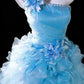 Elegantes Ballkleid, schulterfrei, mit Rüschen, Abendkleid, Kleid zum 16. Geburtstag, Ballkleid D5411