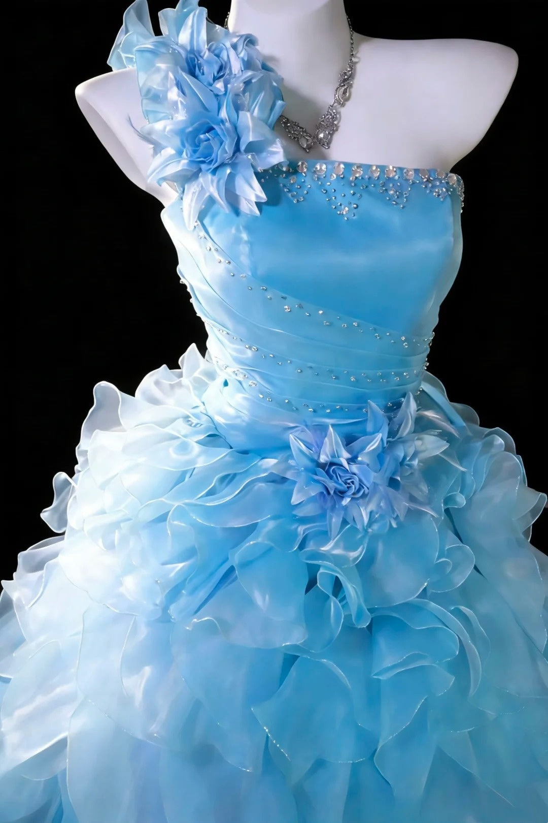 Elegantes Ballkleid, schulterfrei, mit Rüschen, Abendkleid, Kleid zum 16. Geburtstag, Ballkleid D5411
