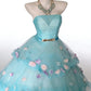 New Arrival Ball Gown Strapless Tiered Tulle Floral Evening Dress Sweet 16th Dress Birthday Prom Gown       D5412