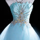 Elegant Ball Gown Light Blue Strapless Pleated Tulle Evening Dress Sweet 16th Dress Birthday Prom Gown       D5413