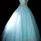 Elegant Ball Gown Light Blue Strapless Pleated Tulle Evening Dress Sweet 16th Dress Birthday Prom Gown       D5413