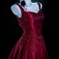 Stunning Ball Gown Wine Red Straps Pleated Evening Dress Sweet 16th Dress Birthday Prom Gown       D5415